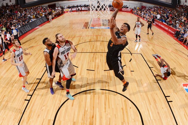 LAS VEGAS, NV - JULY 9:  Marquese Chriss #0 of the Phoenix Suns goes up for a dunk against the Portland Trail Blazers during the 2016 NBA Las Vegas Summer League game on July 9, 2016 at the Cox Pavilion in Las Vegas, Nevada. NOTE TO USER: User expressly acknowledges and agrees that, by downloading and or using this photograph, User is consenting to the terms and conditions of the Getty Images License Agreement. Mandatory Copyright Notice: Copyright 2016 NBAE  (Photo by David Dow/NBAE via Getty Images)