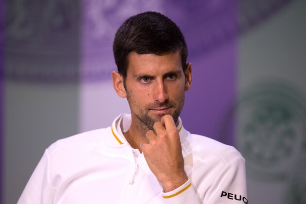 LONDON, ENGLAND - JULY 02:  Novak Djokovic of Serbia speaks to the media following his defeat against Sam Querrey of the United States on day six of the Wimbledon Lawn Tennis Championships at the All England Lawn Tennis and Croquet Club on July 2, 2016 in London, England.  (Photo by Pool/Getty Images)