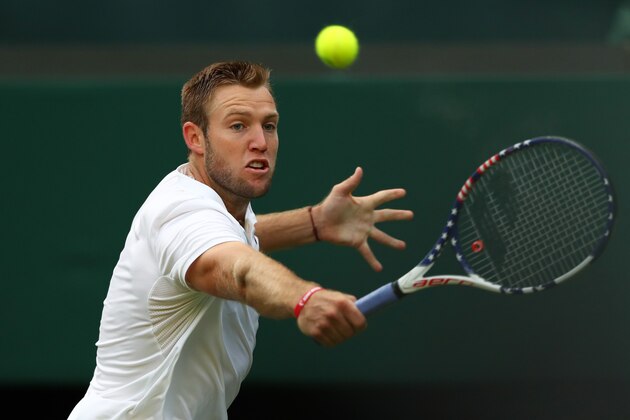 LONDON, ENGLAND - JULY 02:  Jack Sock of The United States plays a forehand during the Men's Singles third round match against Milos Raonic of Canada on day six of the Wimbledon Lawn Tennis Championships at the All England Lawn Tennis and Croquet Club on July 2, 2016 in London, England.  (Photo by Julian Finney/Getty Images)