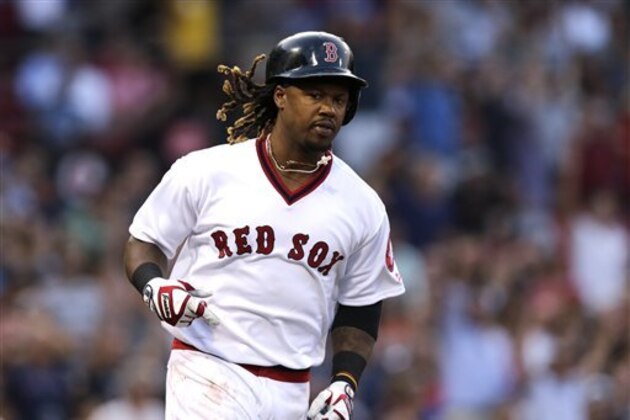 Boston Red Sox's Hanley Ramirez watches his home run during second inning of a baseball game at Fenway Park, Wednesday, July 20, 2016, in Boston. (AP Photo/Charles Krupa)