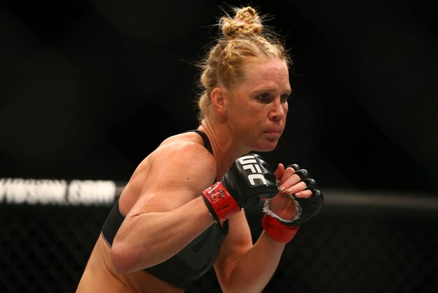 March 5, 2016; Las Vegas, NV, USA; Holly Holm fights against Miesha Tate during UFC 196 at MGM Grand Garden Arena. Mandatory Credit: Mark J. Rebilas-USA TODAY Sports