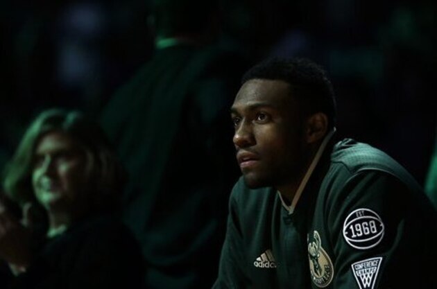 Milwaukee Bucks' Jabari Parker before an NBA basketball game against the Los Angeles Clippers Wednesday, Dec. 9, 2015, in Milwaukee. (AP Photo/Aaron Gash)