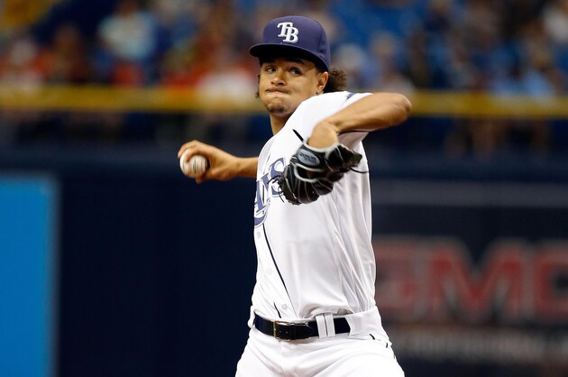 Jun 11, 2016; St. Petersburg, FL, USA; Tampa Bay Rays starting pitcher Chris Archer (22) throws a pitch against the Houston Astros at Tropicana Field. Mandatory Credit: Kim Klement-USA TODAY Sports