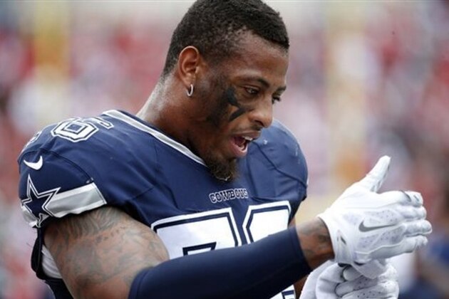 Dallas Cowboys defensive end Greg Hardy (76) during the second quarter of an NFL football game against the Tampa Bay Buccaneers Sunday, Nov. 15, 2015, in Tampa, Fla. (AP Photo/Brian Blanco)