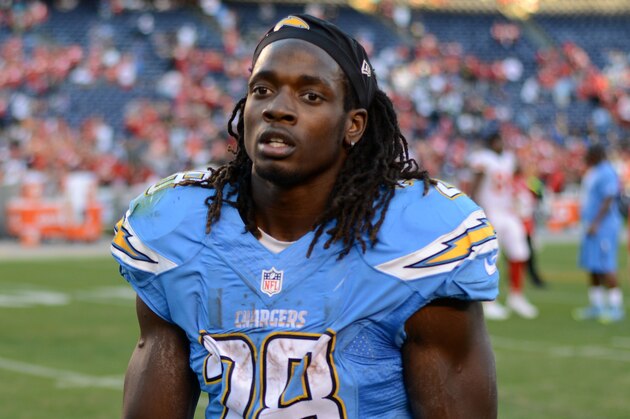 Nov 22, 2015; San Diego, CA, USA; San Diego Chargers running back Melvin Gordon (28) walks off the field after being beaten by the Kansas City Chiefs 33-3 at Qualcomm Stadium. Mandatory Credit: Jake Roth-USA TODAY Sports