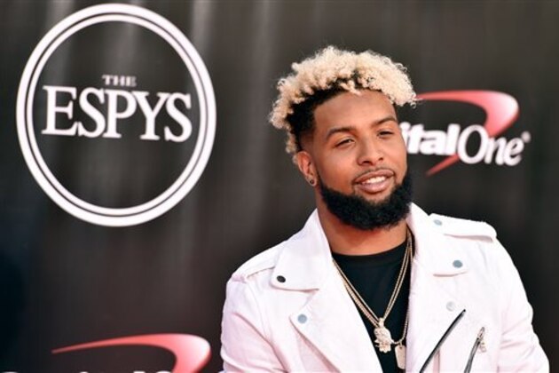 NFL football player Odell Beckham Jr., of the New York Giants, arrives at the ESPY Awards at the Microsoft Theater on Wednesday, July 13, 2016, in Los Angeles. (Photo by Jordan Strauss/Invision/AP)