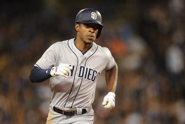 July 8, 2016; Los Angeles, CA, USA; San Diego Padres left fielder Melvin Upton Jr. (2) rounds the bases after hitting a solo home run in the fourth inning against Los Angeles Dodgers at Dodger Stadium. Mandatory Credit: Gary A. Vasquez-USA TODAY Sports