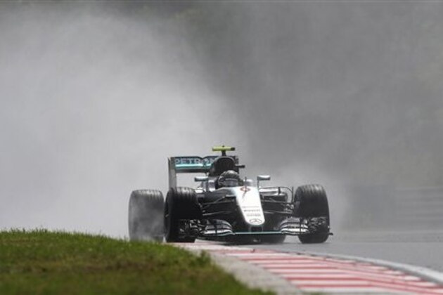 Mercedes driver Nico Rosberg, of Germany, steers his car during the qualifying session for Sunday's Formula One Hungary Grand Prix, at the Hungaroring racetrack, in Budapest, Hungary, Saturday, July 23, 2016. (AP Photo/Luca Bruno)