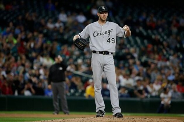 Chicago White Sox starting pitcher Chris Sale pauses on the mound during a baseball game against the Seattle Mariners, Monday, July 18, 2016, in Seattle. (AP Photo/Ted S. Warren)