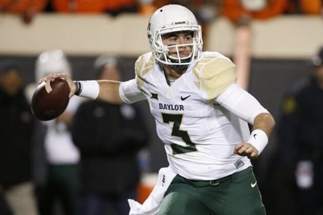 Baylor quarterback Jarrett Stidham (3) is pictured during an NCAA college football game against Oklahoma State in Stillwater, Okla., Saturday, Nov. 21, 2015. (AP Photo/Sue Ogrocki)
