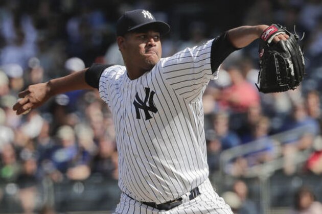 New York Yankees starting pitcher Ivan Nova delivers against the San Francisco Giants during the first inning of a baseball game, Saturday, July 23, 2016, in New York. (AP Photo/Julie Jacobson)