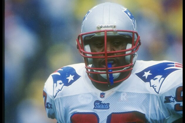 8 Sep 1996:  Defensive lineman Mark Wheeler of the New England Patriots looks on during a game against the Buffalo Bills at Rich Stadium in Orchard Park, New York.  The Bills won the game, 17-10. Mandatory Credit: Rick Stewart  /Allsport