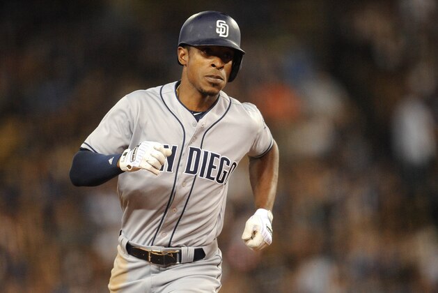 July 8, 2016; Los Angeles, CA, USA; San Diego Padres left fielder Melvin Upton Jr. (2) rounds the bases after hitting a solo home run in the fourth inning against Los Angeles Dodgers at Dodger Stadium. Mandatory Credit: Gary A. Vasquez-USA TODAY Sports
