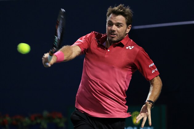 TORONTO, ON - JULY 26:  Stan Wawrinka of Switzerland plays a shot against Mikhail Youzhny of Russia during Day 2 of the Rogers Cup at the Aviva Centre on July 26, 2016 in Toronto, Ontario, Canada.  (Photo by Vaughn Ridley/Getty Images)