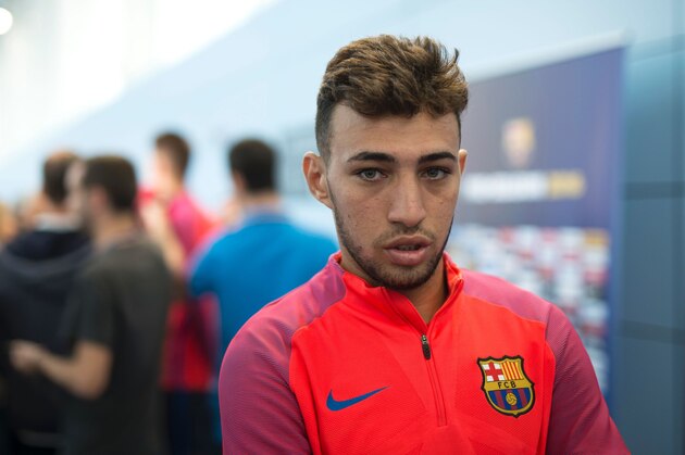 Barcelona's Spanish forward Munir El Haddadi relaxes speaks during an interview following a team training session at St George's Park near Burton-on-Trent, central England, on July 26, 2016.
Barcelona are taking part in a five-day training camp at the English Football Association's national football centre, ahead of their 2016 International Champions Cup fixtures against Celtic in Dublin on July 30, and Liverpool at Wembley on August 6. / AFP / OLI SCARFF        (Photo credit should read OLI SCARFF/AFP/Getty Images)