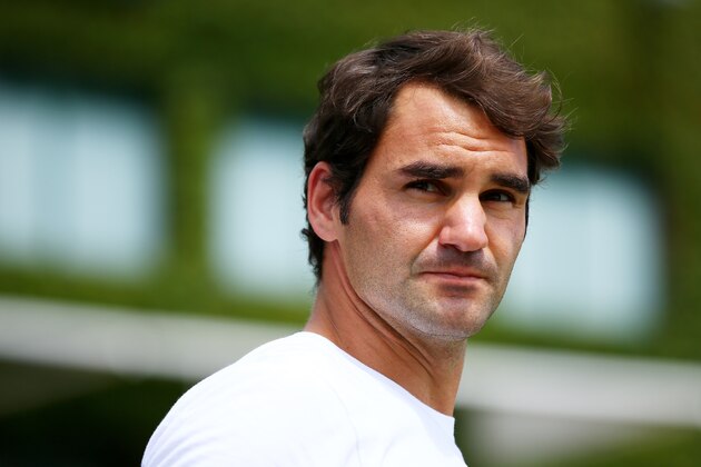 LONDON, ENGLAND - JULY 07:  Roger Federer of Switzerland looks on during practice on day ten of the Wimbledon Lawn Tennis Championships at the All England Lawn Tennis and Croquet Club on July 7, 2016 in London, England.  (Photo by Jordan Mansfield/Getty Images)
