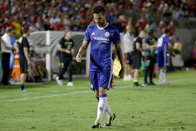 PASADENA, CA - JULY 27:  Cesc Fabregas #4 of Chelsea is sent off in the second half after receiving a red card against Liverpool during the 2016 International Champions Cup at Rose Bowl on July 27, 2016 in Pasadena, California. Chelsea defeated Liverpool 1-0.  (Photo by Jeff Gross/Getty Images)
