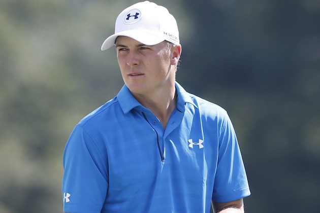 Jul 27, 2016; Springfield, NJ, USA; PGA golfer Jordan Spieth chips on the 18th hole during a practice round for the 2016 PGA Championship golf tournament at Baltusrol GC - Lower Course. Mandatory Credit: Brian Spurlock-USA TODAY Sports