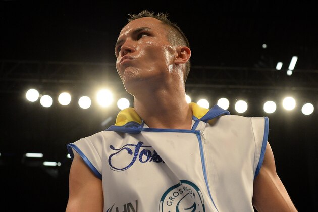 LEEDS, ENGLAND - SEPTEMBER 05:  Josh Warrington prepares for his fight against Joel Brunker during their Commonwealth and WBC International Featherweight title boxing contest at First Direct Arena on September 5, 2015 in Leeds, England.  (Photo by Nigel Roddis/Getty Images)