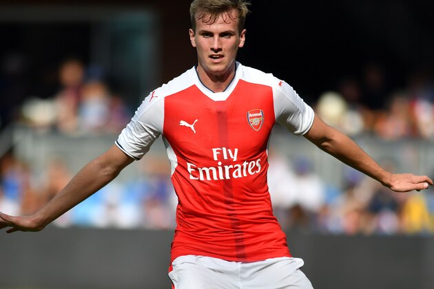 Arsenal defender Rob Holding looks on during during an MLS All-Star match at Avaya Stadium in San Jose, California on July 28, 2016. / AFP / JOSH EDELSON        (Photo credit should read JOSH EDELSON/AFP/Getty Images)