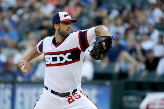 Chicago White Sox starting pitcher James Shields delivers during the second inning of a baseball game against the Chicago Cubs on Tuesday, July 26, 2016, in Chicago. (AP Photo/Charles Rex Arbogast)