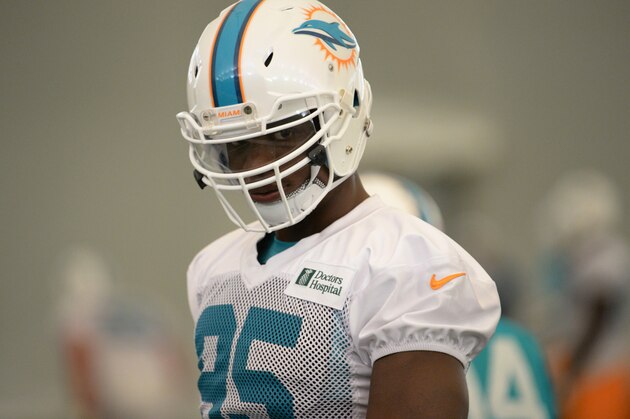 DAVIE, FL - JULY 27:  Dolphins defensive end Dion Jordan #95 practices during Miami Dolphins training camp on July 27, 2013 in Davie, Florida.   (Photo by Ron Elkman/Sports Imagery/ Getty Images)