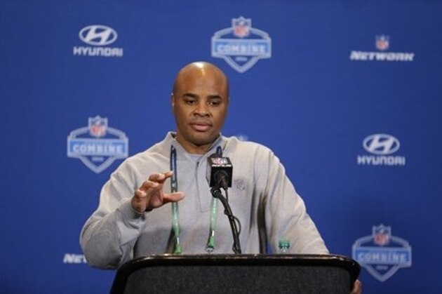 Houston Texans general manager Rick Smith speaks during a press conference at the NFL football scouting combine in Indianapolis, Thursday, Feb. 25, 2016. (AP Photo/Michael Conroy)