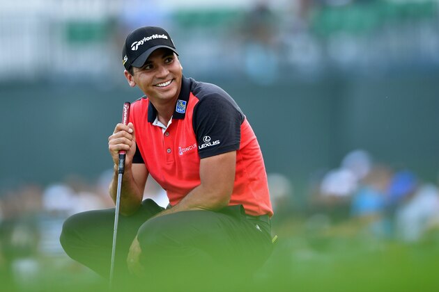 SPRINGFIELD, NJ - JULY 29:  Jason Day of Australia smiles on the 18th green during the second round of the 2016 PGA Championship at Baltusrol Golf Club on July 29, 2016 in Springfield, New Jersey.  (Photo by Stuart Franklin/Getty Images)