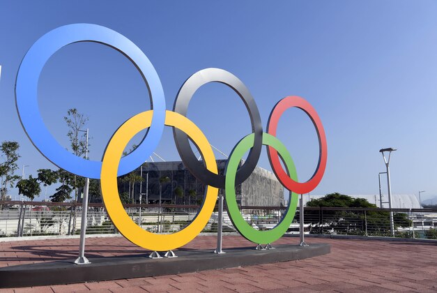 Jul 30, 2016; Rio de Janeiro, BRAZIL; A general view of the Olympic rings in the Olympic Park prior to the start of the Rio 2016 Olympic Games. Mandatory Credit: John David Mercer-USA TODAY Sports