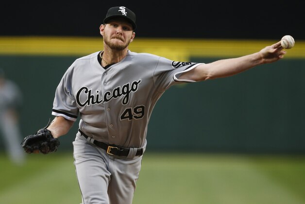 Jul 18, 2016; Seattle, WA, USA; Chicago White Sox starting pitcher Chris Sale (49) throws against the Seattle Mariners during the fifth inning at Safeco Field. Mandatory Credit: Joe Nicholson-USA TODAY Sports
