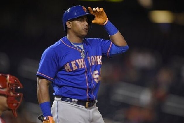 New York Mets' Yoenis Cespedes (52) looks on during the eighth inning of a baseball game against the Washington Nationals, Tuesday, June 28, 2016, in Washington. The Nationals won 5-0. (AP Photo/Nick Wass)