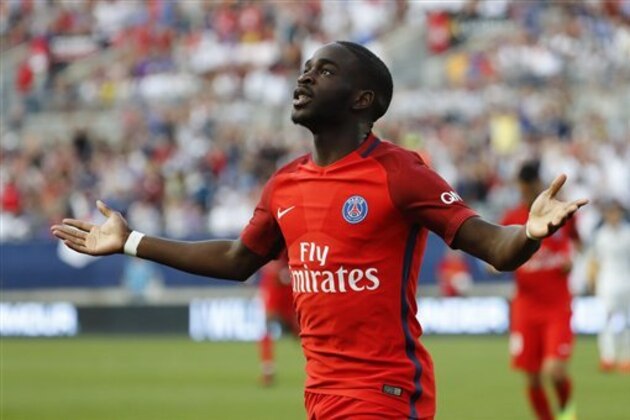 IMAGE DISTRIBUTED FOR INTERNATIONAL CHAMPIONS CUP - Paris Saint-Germain midfielder Jonathan Ikone (36) celebrates his goal in the first half against Real Madrid on Wednesday, July 27, 2016, in Columbus, Ohio. (Rick Osentoski/AP Images for International Champions Cup)