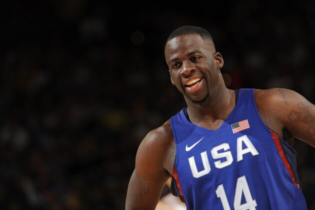 OAKLAND, CA - JULY 26:  Draymond Green #14 of the USA Basketball Men's National Team looks on during the game against China on July 26, 2016 at ORACLE Arena in Oakland, California. NOTE TO USER: User expressly acknowledges and agrees that, by downloading and/or using this Photograph, user is consenting to the terms and conditions of the Getty Images License Agreement. Mandatory Copyright Notice: Copyright 2016 NBAE (Photo by Noah Graham/NBAE via Getty Images)