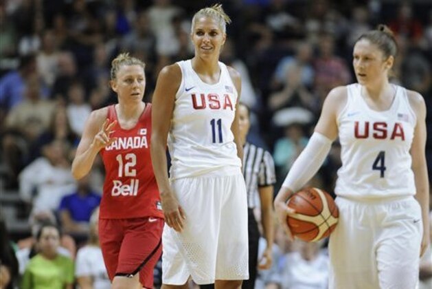 United States’ Elena Delle Donne during the first half of a women's exhibition basketball game, Friday, July 29, 2016, in Bridgeport, Conn. (AP Photo/Jessica Hill) United States’ Elena Delle Donne during the first half of a women's exhibition basketball game, Friday, July 29, 2016, in Bridgeport, Conn. (AP Photo/Jessica Hill)