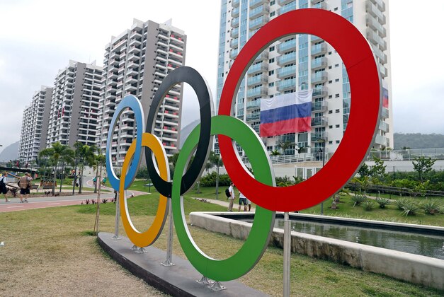 Aug 2, 2016; Rio de Janeiro, Brazil; A view of the Olympic rings at Athlete Village prior to the 2016 Rio Olympics games. Mandatory Credit: Peter Casey-USA TODAY Sports