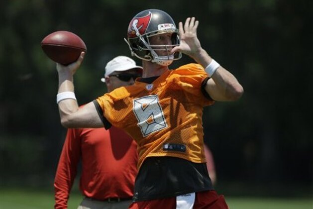 Tampa Bay Buccaneers quarterback Mike Glennon (8) during an  NFL football minicamp Tuesday, June 14, 2016, in Tampa, Fla. (AP Photo/Chris O'Meara)