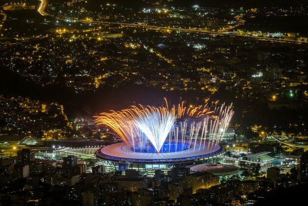 Fireworks are tested for the opening ceremony of the Rio 2016 Olympic Games at the Maracana stadium in Rio de Janeiro, Brazil on August 3, 2016. / AFP / YASUYOSHI CHIBA        (Photo credit should read YASUYOSHI CHIBA/AFP/Getty Images)