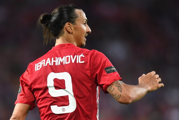 MANCHESTER, ENGLAND - AUGUST 03:  Zlatan Ibrahimovic of Manchester United looks on during the Wayne Rooney Testimonial match between Manchester United and Everton at Old Trafford on August 3, 2016 in Manchester, England.  (Photo by Michael Regan/Getty Images)