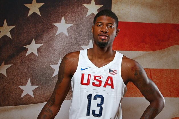 LAS VEGAS, NV - JULY 17:  Paul George #13 of the USA Basketball Men's National Team poses for a portrait on July 17, 2016 at the Wynn Las Vegas in Las Vegas, Nevada. NOTE TO USER: User expressly acknowledges and agrees that, by downloading and or using this photograph, User is consenting to the terms and conditions of the Getty Images License Agreement. Mandatory Copyright Notice: Copyright 2016 NBAE (Photo by Nathaniel S. Butler/NBAE via Getty Images)