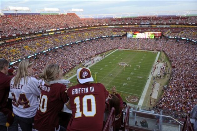 Fans fill the stadium in this general view of FedExField during the second half of an NFL football game with the Washington Redskins and the Minnesota Vikings Sunday, Oct. 14, 2012, in Landover, Md. (AP Photo/Cliff Owen)