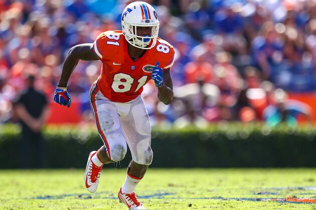 GAINESVILLE, FL - NOVEMBER 07: Antonio Callaway #81 of the Florida Gators in action during the game against the Vanderbilt Commodores  at Ben Hill Griffin Stadium on November 7, 2015 in Gainesville, Florida.  (Photo by Rob Foldy/Getty Images)