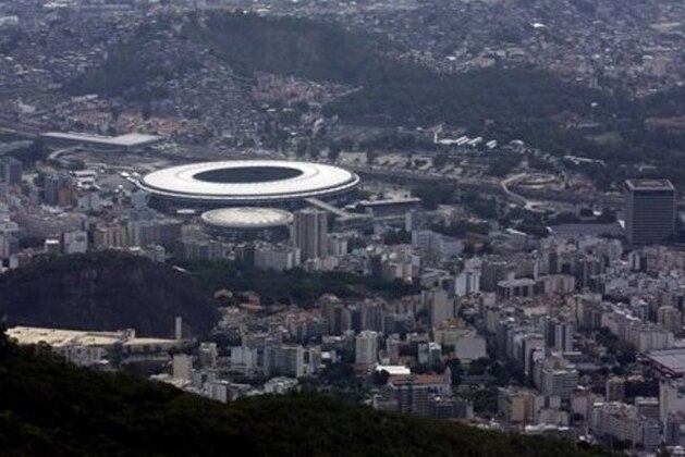 Maracana Stadium is shown in this aerial view Friday, Oct. 9, 2015, in Rio de Janeiro. The 2016 Olympic Games will be held in Rio de Janeiro.  (AP Photo/David J. Phillip)