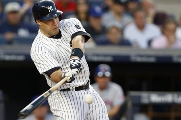 New York Yankees Mark Teixeira hits a second-inning, three-run, home run in an interleague baseball game against the New York Mets, Wednesday, Aug. 3, 2016, in New York.  (AP Photo/Kathy Willens)
