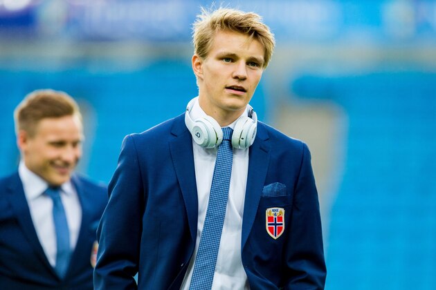 Norway's midfielder Martin Odegaard arrives before the friendly soccer match between Norway and Finland at the Ullevaal Stadium in Oslo, Norway on March 29, 2016.  / AFP / NTB SCANPIX / Vegard Wivestad Grott / Norway OUT        (Photo credit should read VEGARD WIVESTAD GROTT/AFP/Getty Images)