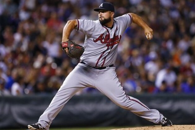 Atlanta Braves relief pitcher Hunter Cervenka throws against the Colorado Rockies during the seventh inning of a baseball game, Thursday, July 21, 2016, in Denver. (AP Photo/Jack Dempsey)
