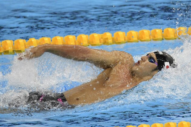Japan's Kosuke Hagino competes in the men's 400-meter individual medley final during the swimming competitions at the 2016 Summer Olympics, Saturday, Aug. 6, 2016, in Rio de Janeiro, Brazil. (AP Photo/Martin Meissner)