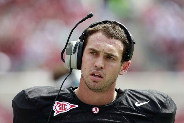 Apr 16, 2016; Tuscaloosa, AL, USA; Alabama Crimson Tide quarterback Cooper Bateman (18) during the annual A-day game at Bryant-Denny Stadium. Mandatory Credit: Marvin Gentry-USA TODAY Sports