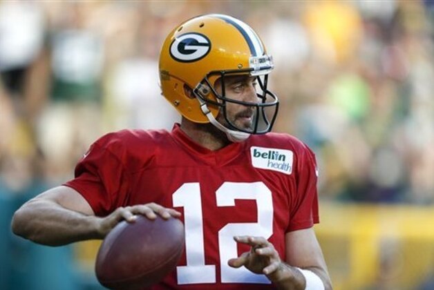 Green Bay Packers quarterback Aaron Rodgers during NFL football training camp, Sunday, July 31, 2016, in Green Bay, Wis. (AP Photo/Matt Ludtke)