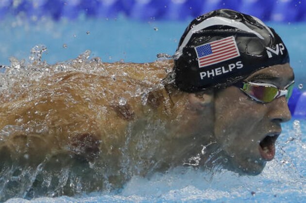 United States' Michael Phelps competes in a semifinal of the men's 200-meter butterfly during the swimming competitions at the 2016 Summer Olympics in Rio de Janeiro, Brazil, Monday, Aug. 8, 2016. (AP Photo/Matt Slocum) United States' Michael Phelps competes in a semifinal of the men's 200-meter butterfly during the swimming competitions at the 2016 Summer Olympics in Rio de Janeiro, Brazil, Monday, Aug. 8, 2016. (AP Photo/Matt Slocum)