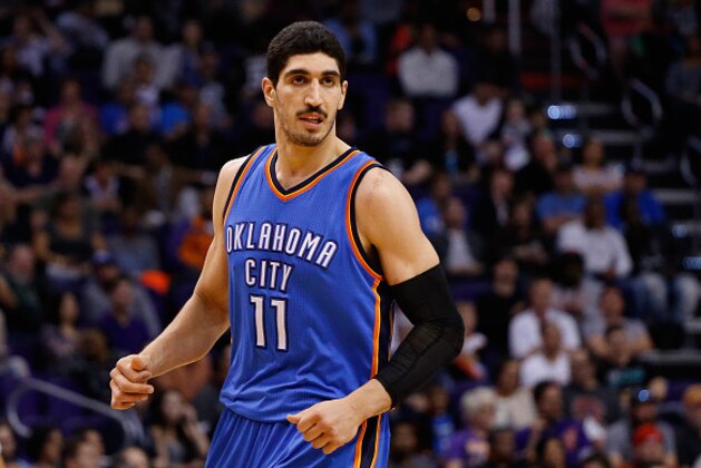 PHOENIX, AZ - FEBRUARY 08:  Enes Kanter #11 of the Oklahoma City Thunder during the NBA game against the Phoenix Suns at Talking Stick Resort Arena on February 8, 2016 in Phoenix, Arizona.  The Thunder defeated the Suns 122-106.  NOTE TO USER: User expressly acknowledges and agrees that, by downloading and or using this photograph, User is consenting to the terms and conditions of the Getty Images License Agreement.  (Photo by Christian Petersen/Getty Images)